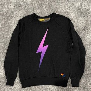 LIGHT WEIGHT BOLT CREW SWEATSHIRT - black tie dye